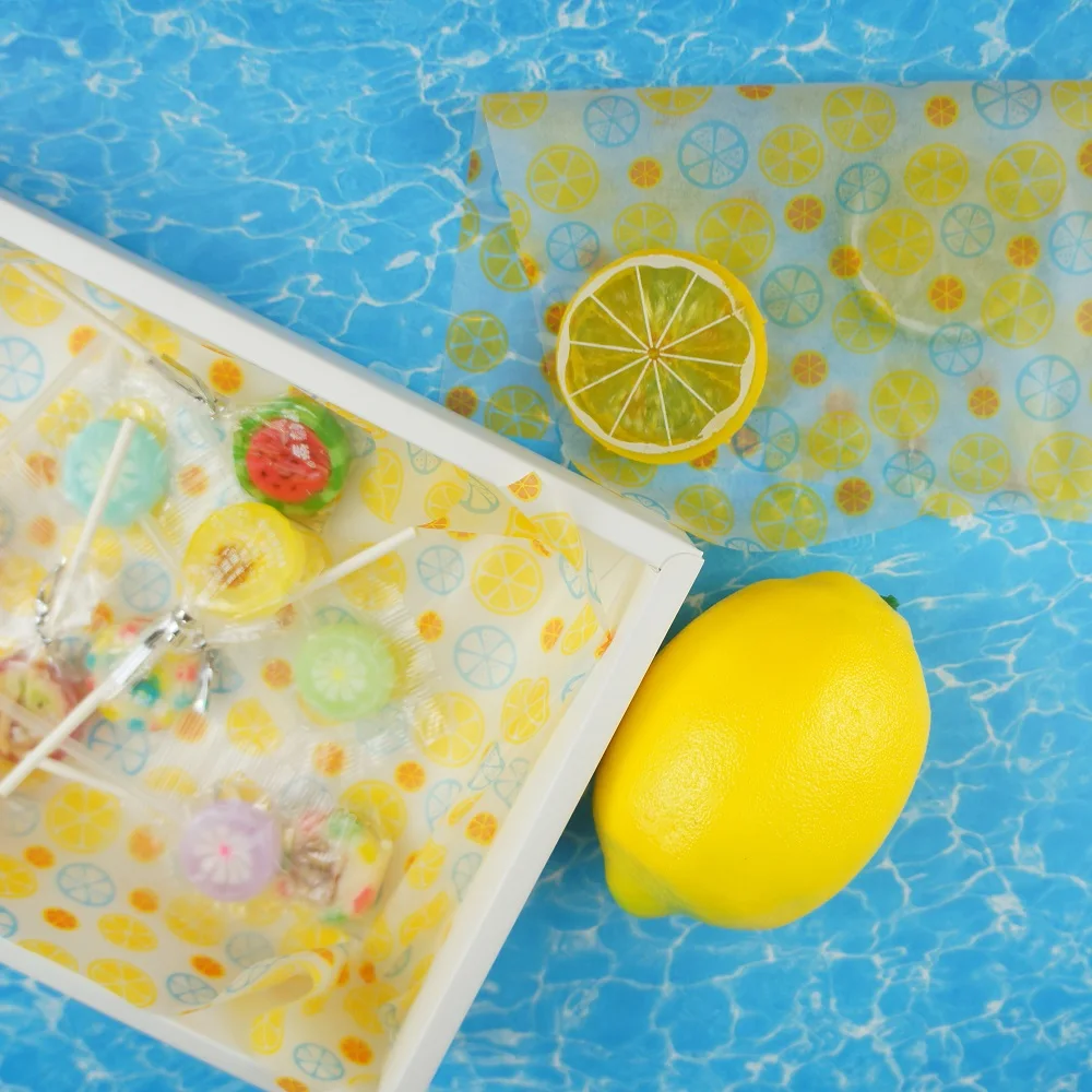 

multi-use 21.8*25cm 30pcs cool lemon design wrapping paper Soap Making food candy packaging