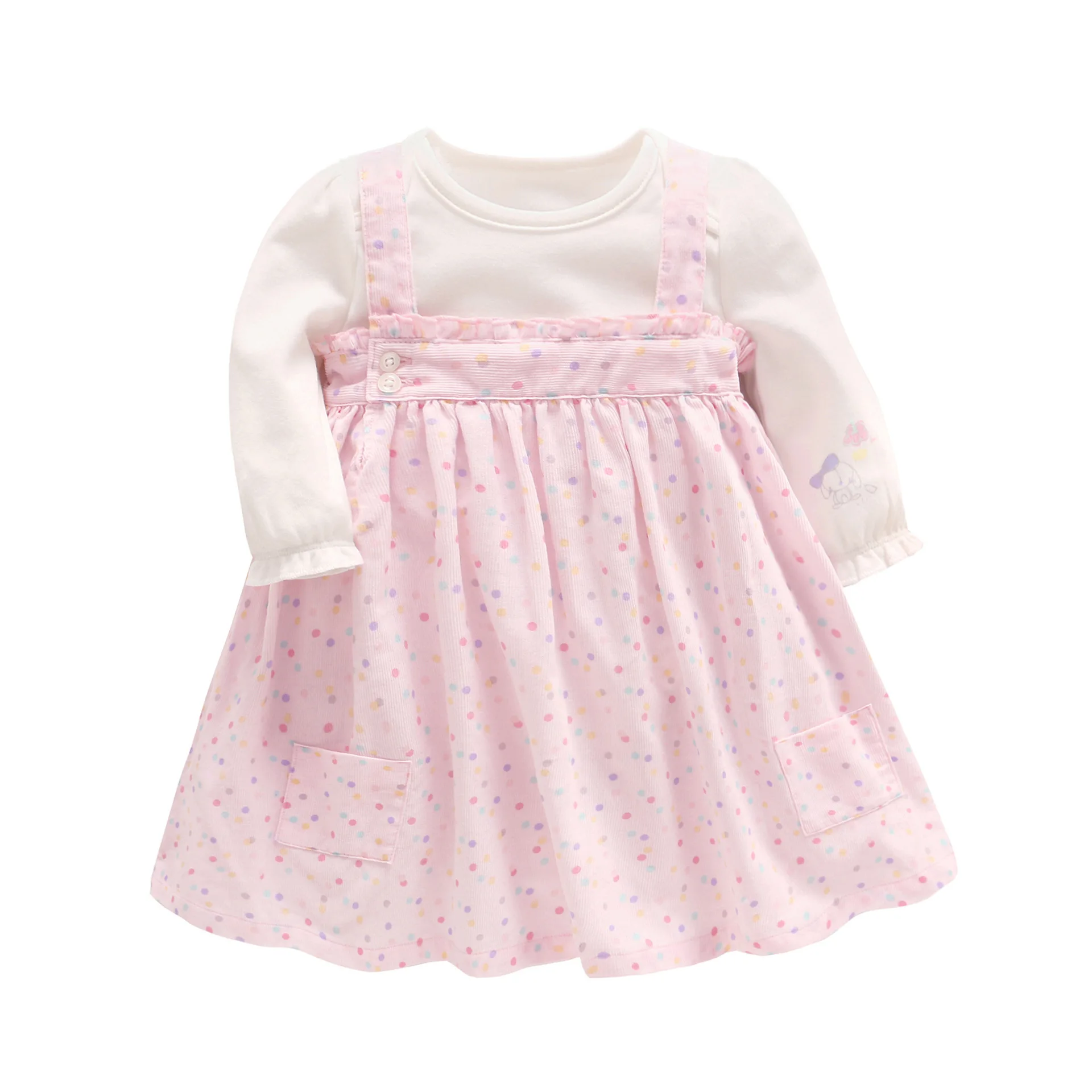 

2pcs Newborn Fashion Autumn Girls Princess Dress Kids Sets Bodysut+dress Wddding And Party Cute Strap Pink Baby Spring Clothes
