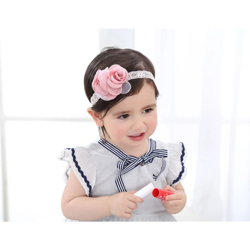 1Pink Flower Baby Child Girl Headband Elastic Comfortable Headwrap Band Hair Accessories for Beautiful Princess Dress Up Sweet