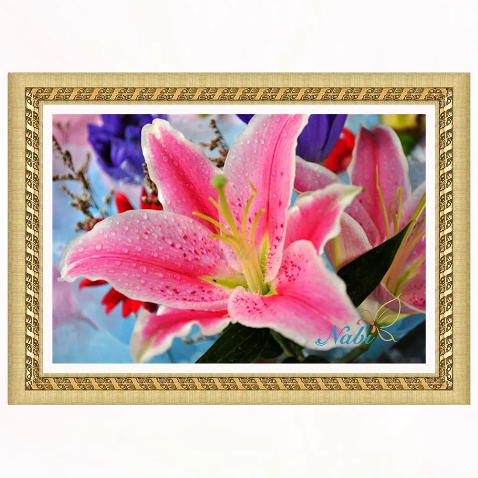 

Flower Lily Round diamond mosaic painting diamond embroidery cross stitch - 5d diy full crystals beadwork sale 466KK