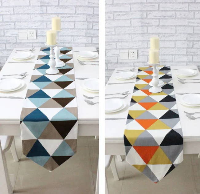

Hot Selling Simple Modern Style Geometric Cotton Printing Table Runner European Coffee Table Cloth Rectangle Placemat LFB776