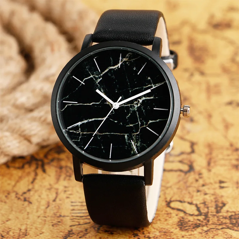 Unique Watch Designs Spliting Pattern Quartz Watches Men Leather Strap