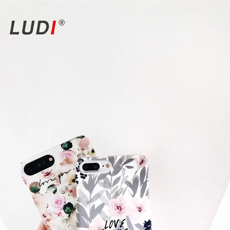 LUDI ретро цветной цветочный чехол для iPhone X 6 6s 6/6s Plus Жесткий PC светящийся с цветком