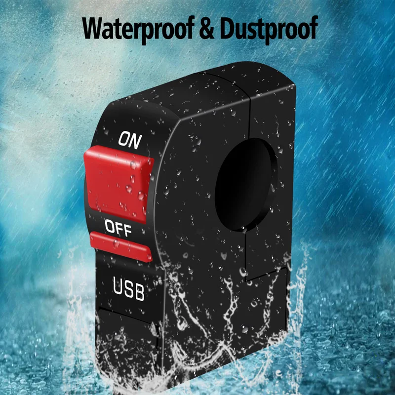 

Universal 12VDC USB Head Lamp Control Switch Car Charger Button Switch Motorcycle Handlebar Headlight Switch Auto Accessories