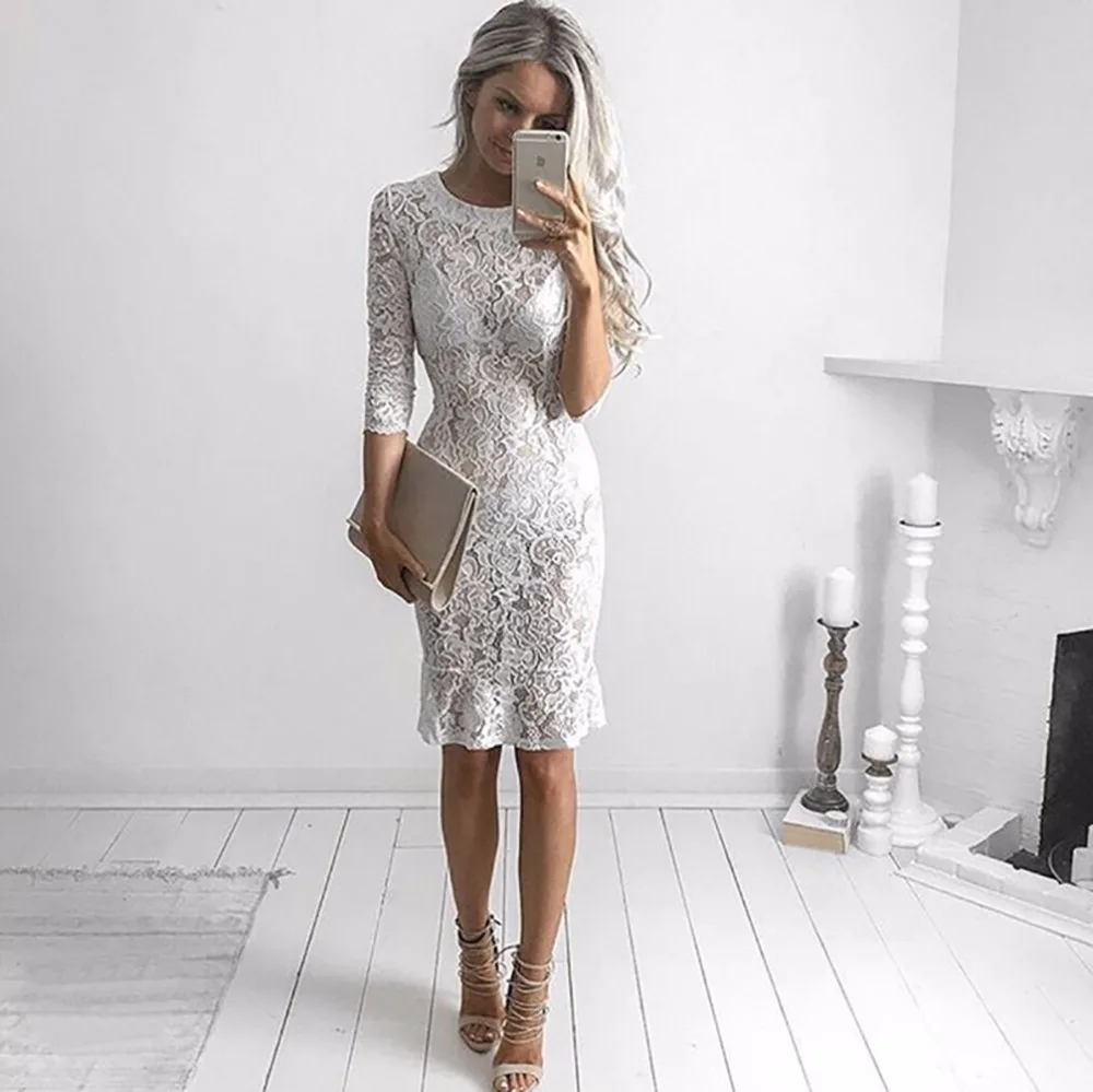 womens white lace dress