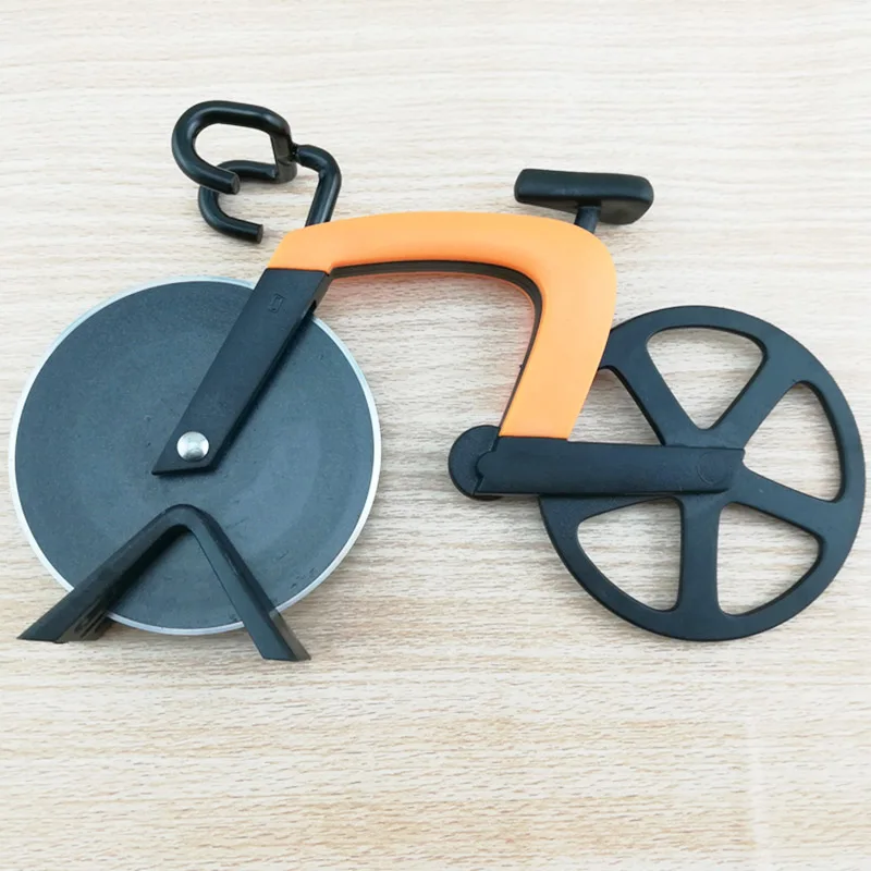 Bicycle Pizza Cutter Wheel Stainless Steel Plastic Bike Roller Pizza Chopper Slicer Kitchen Gadget E2S