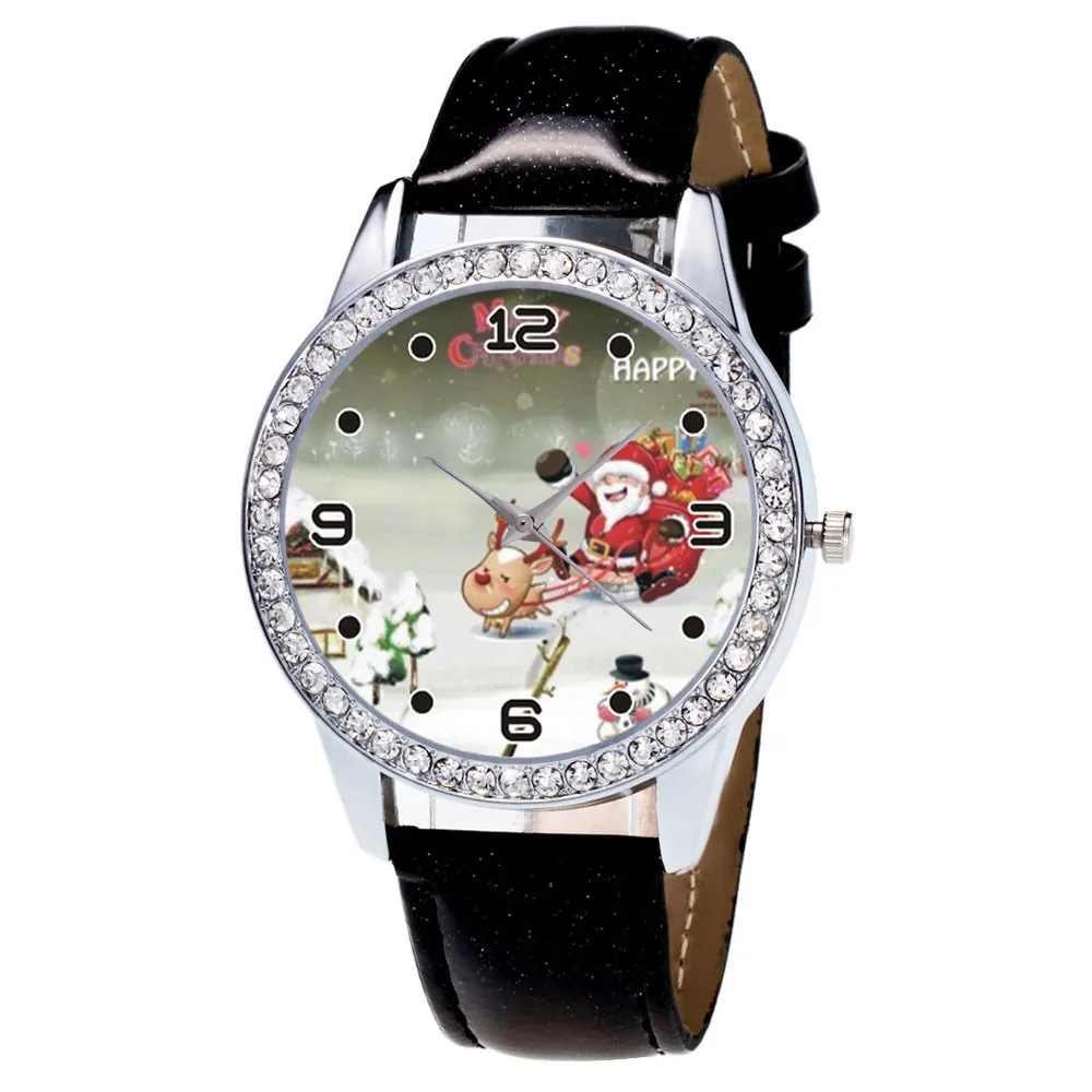 

Charming festival ladies watches Women Watch Christmas Diamond Leather Band Analog Quartz Vogue Wrist Watches Gift 40p