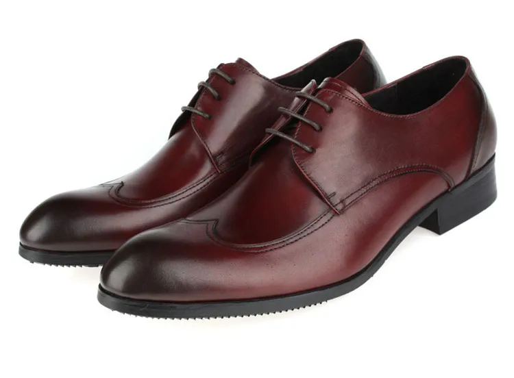 Fashion brown tan Black flat mens dress shoes oxford shoes genuine leather business shoes men wedding