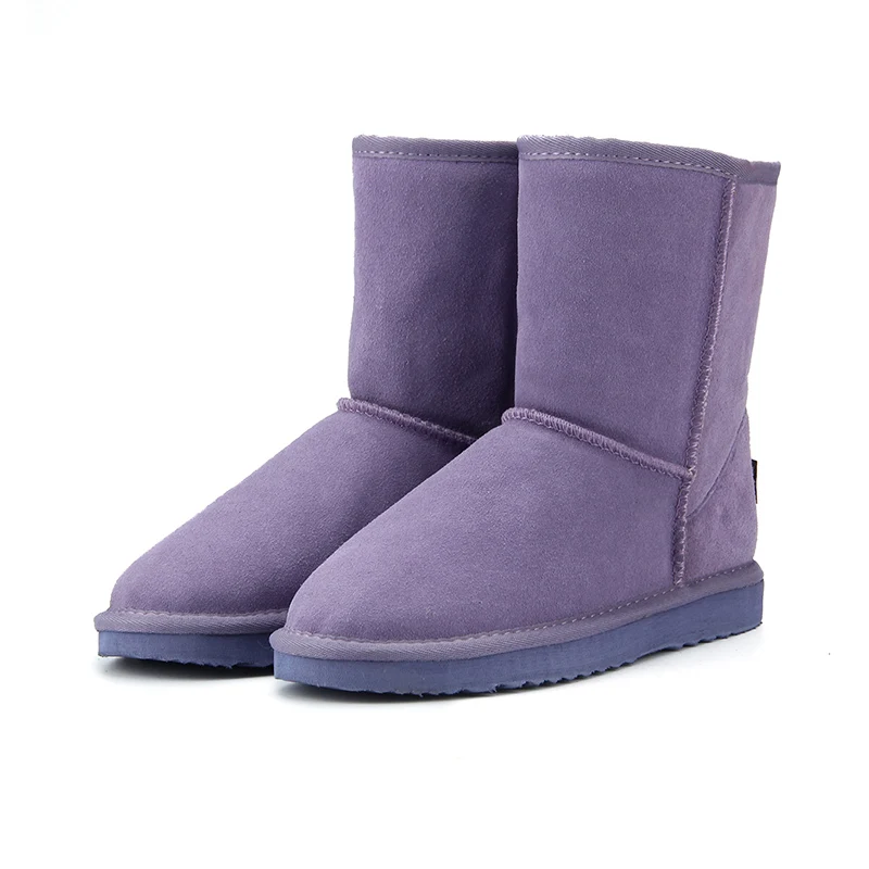 HABUCKN/Классические непромокаемые зимние сапоги из натуральной яловой кожи, шерстяные женские сапоги, теплая зимняя обувь для женщин, большие размеры 34-44 - Цвет: Purple