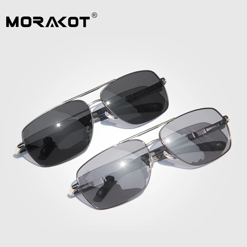 MORAKOT, новинка, поляризованные солнцезащитные очки, мужские, Обесцвечивающие очки, фотохромные солнцезащитные очки, HD сплав, квадратные очки для вождения, мужские, P008724