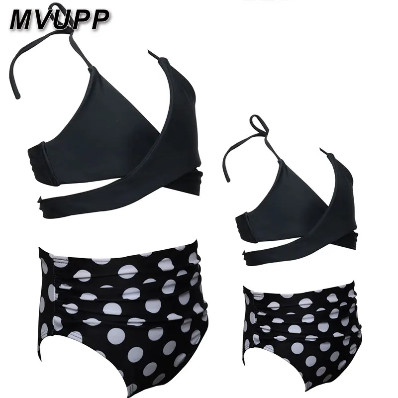 black and white polka dot high waisted bikini