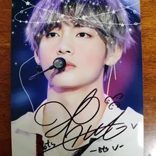 Ручной подписанный Bangtan Boys V Kim Tae Hyung фото с автографом LOVE YOURSELF 5*7 K-POP 012019E