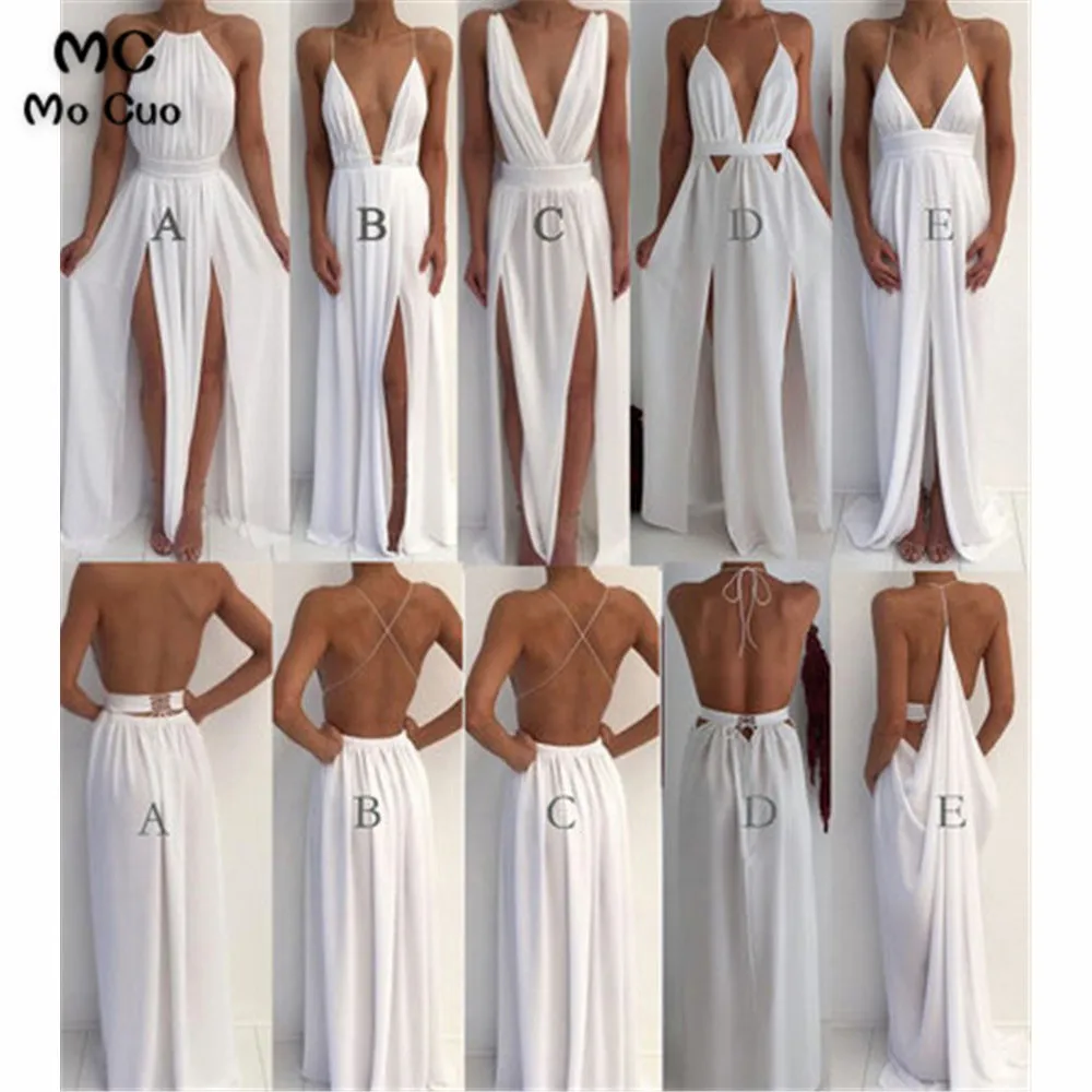 

More Design White Bridesmaid Dresses Long Wedding Party Dress Front Slit Chiffon Bridesmaid Dress for Women In Stock