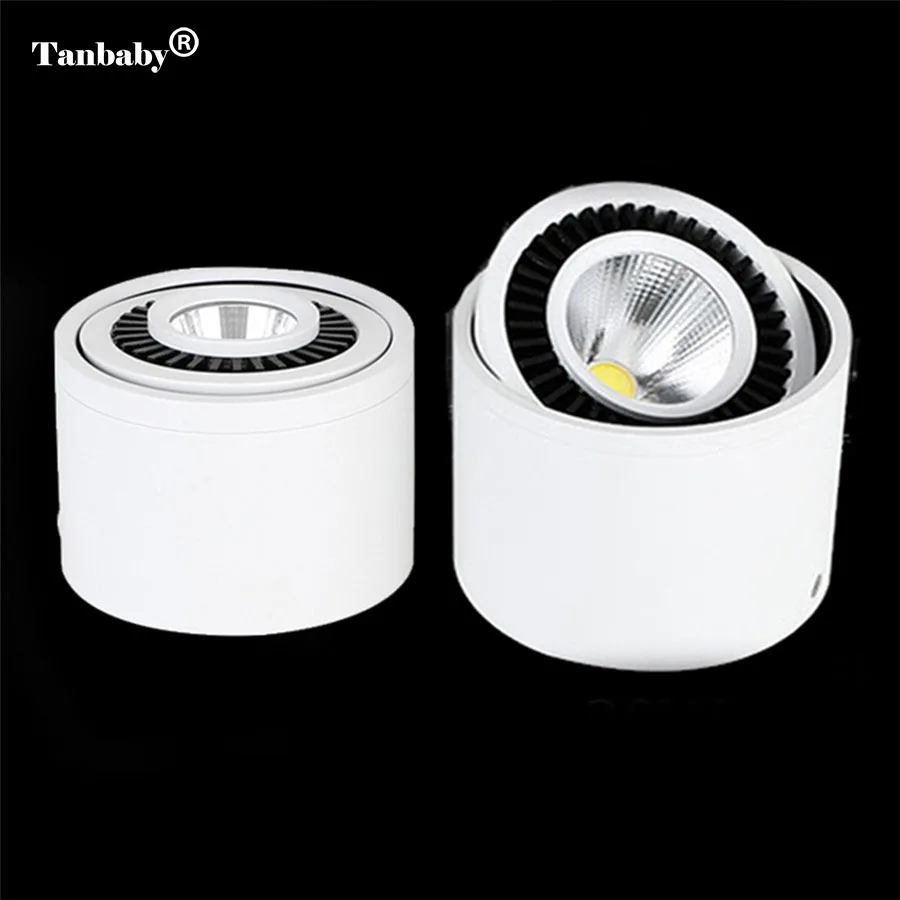 

20W COB LED Downlight Surface Mounted White Aluminum light fixtures 360 degree Ceiling lamp Spot Downlight Track Light