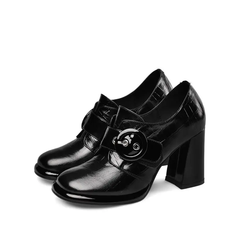 ALLBITEFO/Лидер продаж; пикантные женские туфли из натуральной кожи на очень высоком каблуке с пряжкой; брендовые туфли на высоком каблуке для девочек; сезон весна-осень - Цвет: as picture