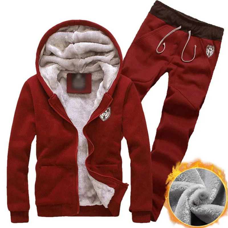 

Men's 2018 Hoodie Winter Running Sport Suit Keep Warm Sportswear Running Set Sport Clothing Fleece Windproof Jogging Sports Suit