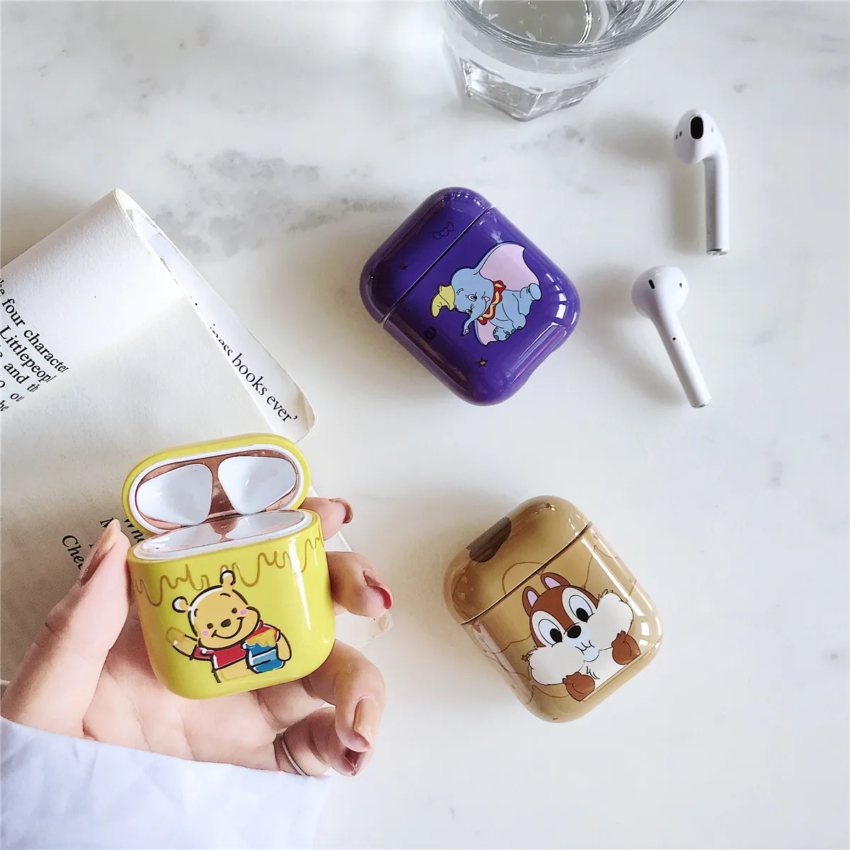 Cute Shell Pattern Cartoon Winnie Pooh Dumbo Squirrel Earphone Silicone Case for Apple Airpods Charging Box Cover Bag with |