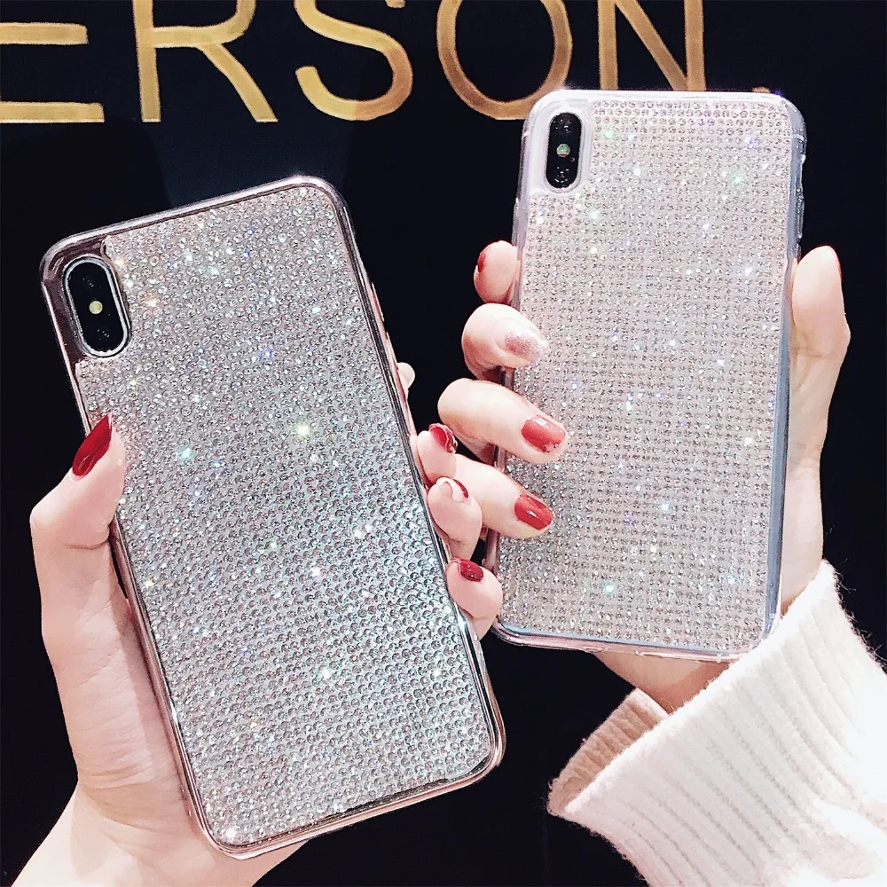 Luxury phone Case For Apple iphone 6 7 8 Plus X XR XS MAX Shiny Bling Glitter Cover 6plus 7plus 8plus XSMax Soft Protective | Мобильные