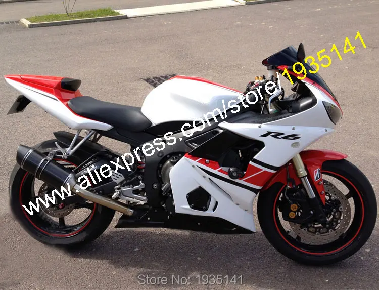 Для Yamaha YZF R6 05 2005 YZF600 YZFR6 красный черный белый корпус ABS Мотоциклетный комплект обтекателей (литьё под