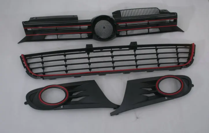 Решетки передние в дьявольском стиле красные/черные для Volkswagen VW Golf MK6|front grill|grille