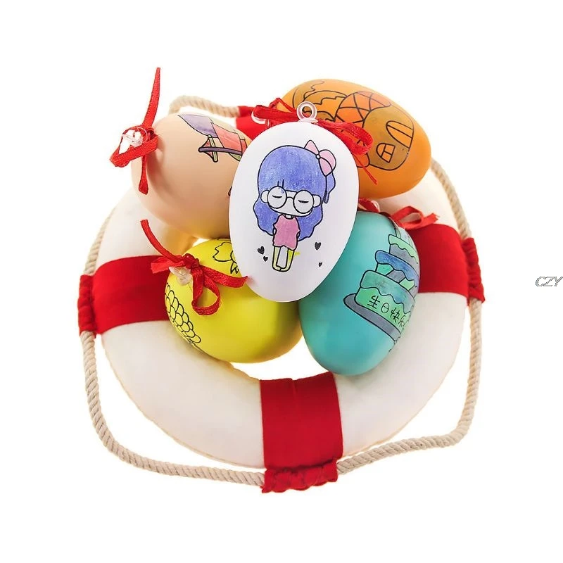 

1 Set Plastic Simulation Eggs Graffiti Painted Exercise Coloring Pen DIY Creative Easter Egg Children Early Educational Toy