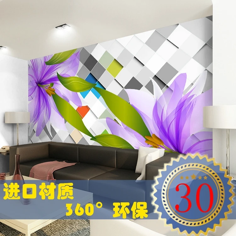 TV background wallpaper living room 3D stereoscopic Seamless wall murals modern minimalist fresh lily | Дом и сад
