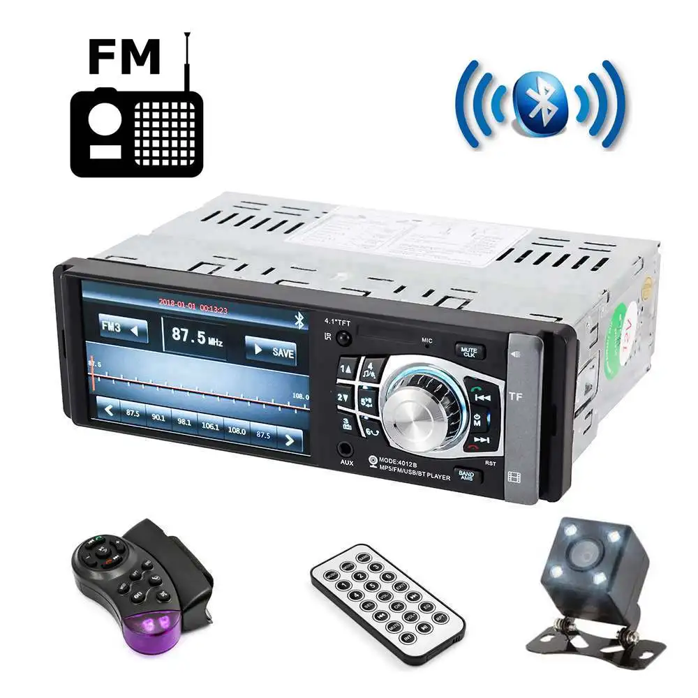 4 1 дюймов один Din автомобильное радио Bluetooth аудио стерео USB AUX FM станция с камерой