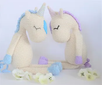 

Crochet Amigurumi the Unicorn Stuffed Animal rattle doll