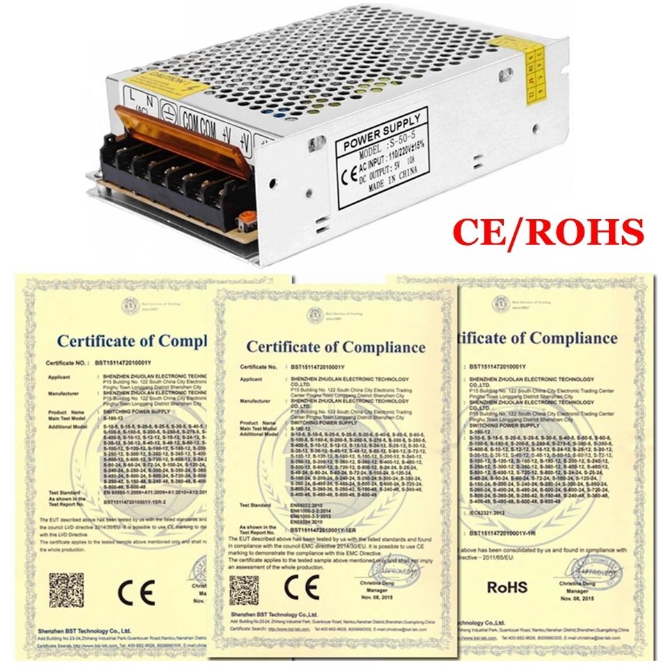 Светодиодный Питание 5V 12V 24V CE по ограничению на использование опасных материалов в производстве AC110V/220 V постоянного тока до DC5V 12V 24V Алюминий светодиодный драйвер адаптера переменного тока для Светодиодный Светодиодная лента LED освещение Трансформатор