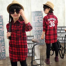 Filles Vêtements Printemps Automne Mode Shirt Rayé Plaid Filles Blouse Casual Overshirt Enfants Clothing 4-15 Ans Enfants Vêtements