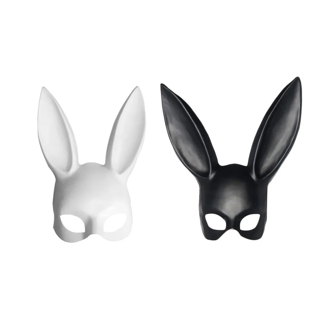 

1PC Fashion Women Girl Party Rabbit Ears Mask Black White Cosplay Costume Cute Funny Halloween Mask Decoration