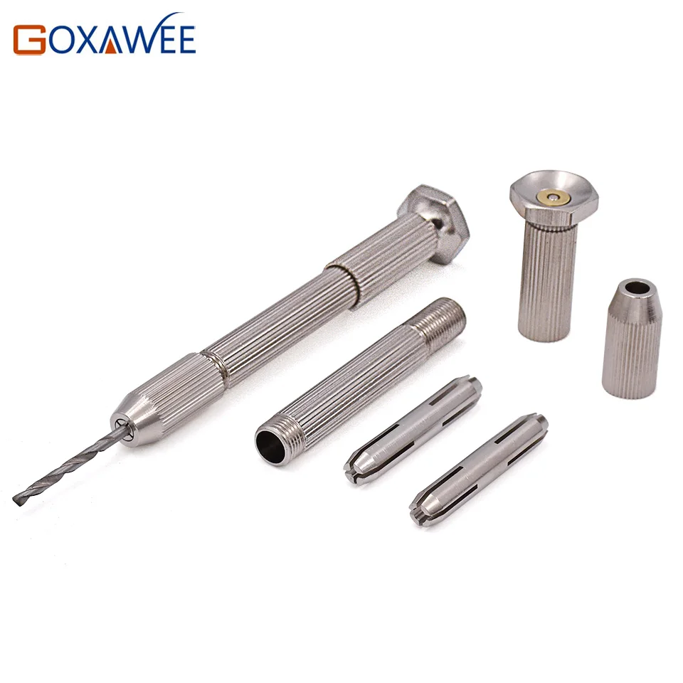  High Quality Mini Micro Aluminum Hand Drill With Keyless Chuck +10pc Twist Drill Bit Woodworking Dr