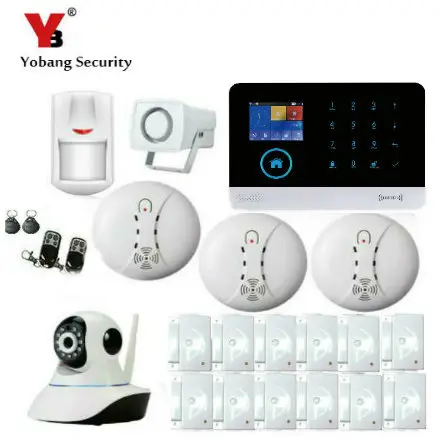 

YoBang Security Android IOS APP Control Wireless Home Security Alarm System Magnetic Door Window PIR Detector WIFI IP Camera.