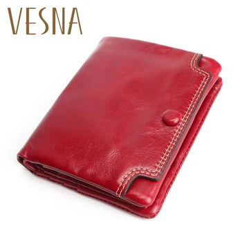

Mini Wallet Small Oil Leather Wallet New TAUREN High Quality Genuine Leather Women Coin Purse Coin Credit Card Photo Holder