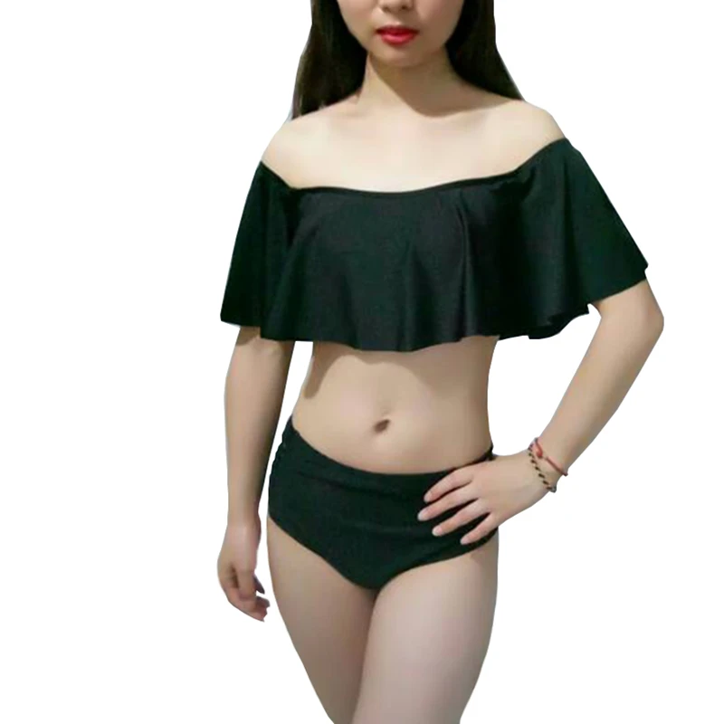 2017 New High Waist Swimming Suit Bikini for Women Ruffle Bandeau Swimwear Female Sexy Bathing Suit Swimsuit Brazilian Biquini
