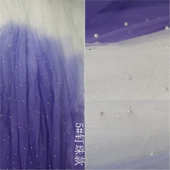 

6 Colors in stock color changing net tulle mesh lace fabric 5 yards wholesale! 2019 NEW sewing lace material with pearls diy!
