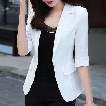

Cotton And Linen Blazer Women Three Quarter Sleeve Blazer And Suits Fashion Plus Size Women'S Outwear Coats And Jackets MA115