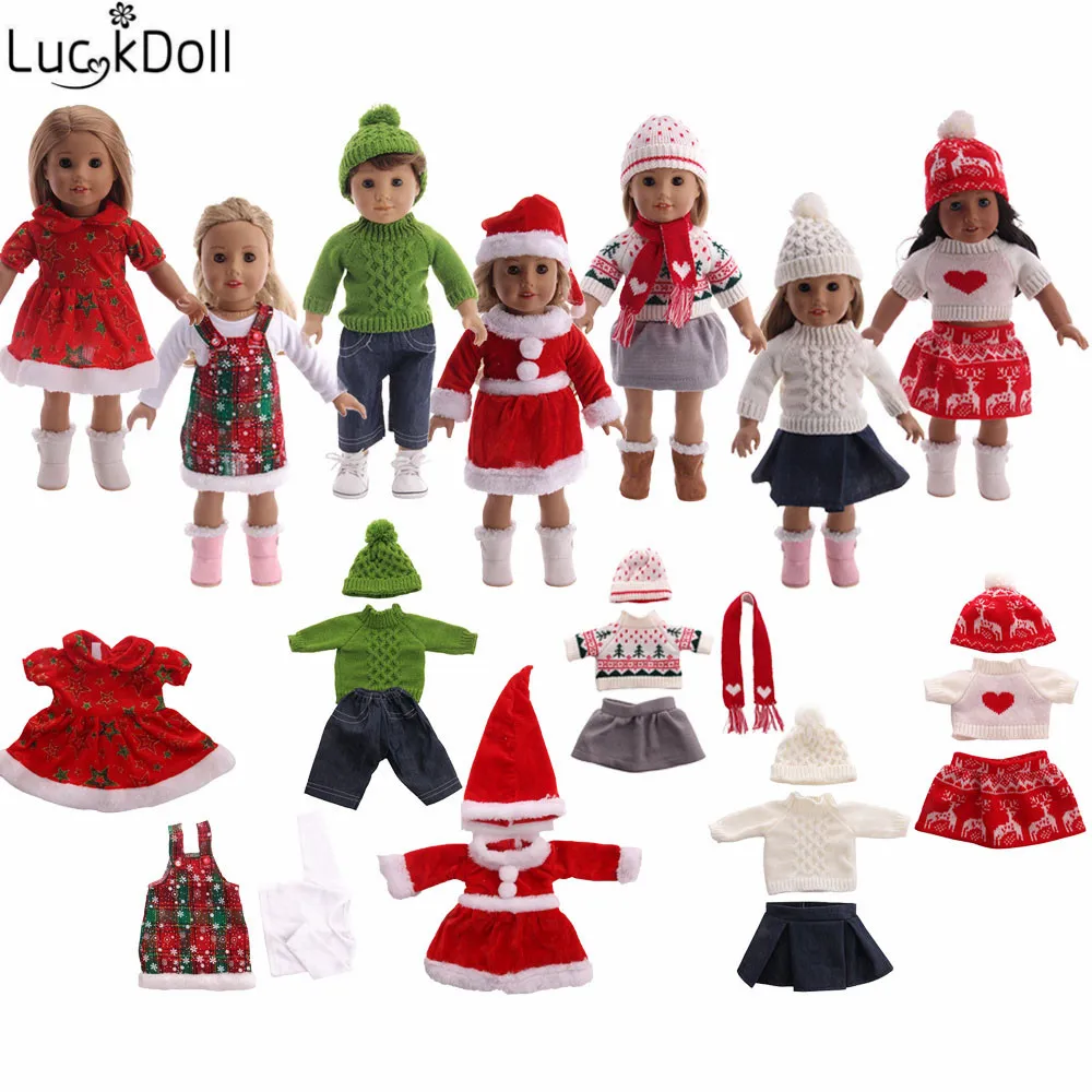 

Luckdoll Christmas Doll Knitwear + Panties + Shoes fit 18-inches American Doll Accessories Best Gift