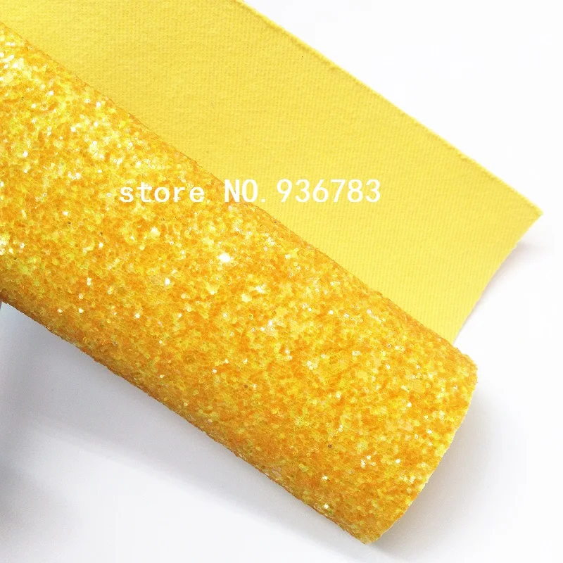 

MQ025 30X134cm YELLOW Chunky Glitter Leather, Glitter Fabric for making bows shoes handbags and wallpaper Party Decoration