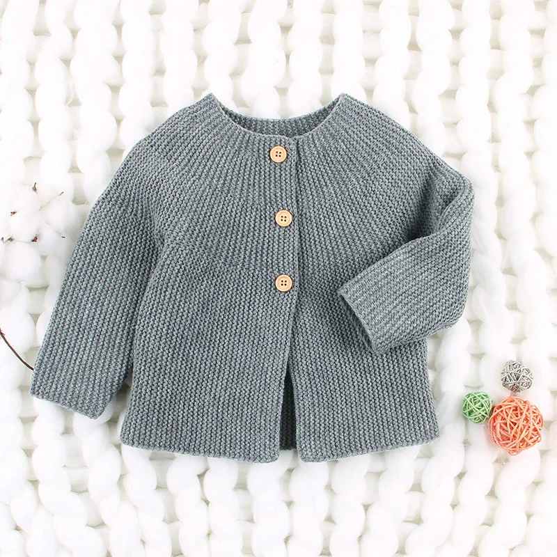 

Toddler Girls Cardigan Sweaters Jackets Boys Baby Sweaters Solid Sleeve Kids Sweaters Girls Pink Grey Cardigan Clothes O-neck