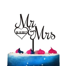 Mr& Mrs свадебный торт Топпер с заказной персонализированной датой, уникальный торт Декор для свадьбы, Золотой юбилей торт Топпер