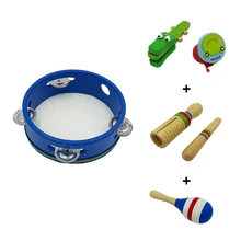 5 шт. музыкальный инструмент детский сад перкуссия игрушки для детей раннее развитие ребенка Тамбурин барабан кастанец шейкер