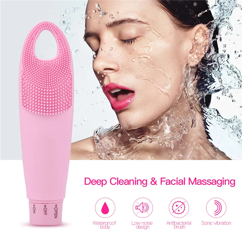 USB Facial Cleaning Massage Sonic Face Washing BrushWaterproof Silicone Face Cleanser Wrinkle Remover Device Skin Cleaner Care