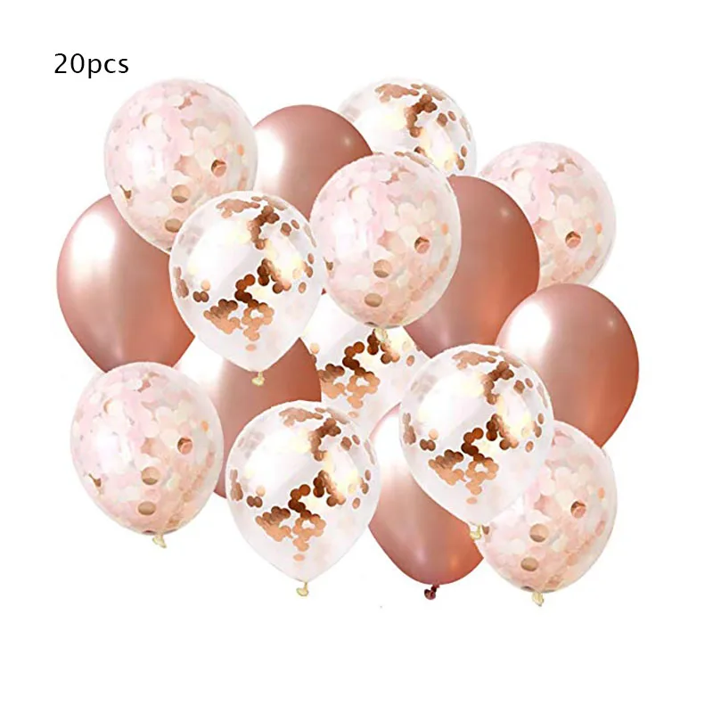 20 шт розовые и золотые воздушные шары и шампанские шары с золотыми конфетти 12 дюймов Премиум качество воздушный шар для девочки, девичника