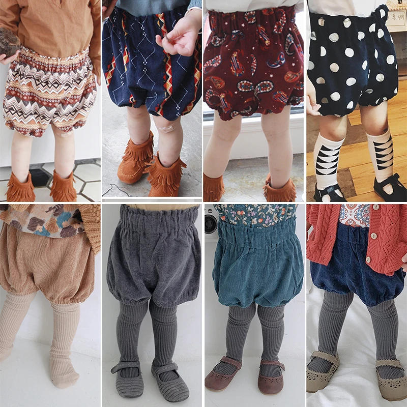 

Girl Autumn New Corduroy Shorts Children Mid Waist Bread Pants Kids Solid Color Shorts Baby Clothing