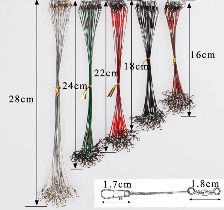 

YINGTOUMAN 3 PCS/LOT 12-28 cm Road Asia Anti-bite Line with Pin Front Wire Stainless Steel Fishing Big Fish Anti-wrapping