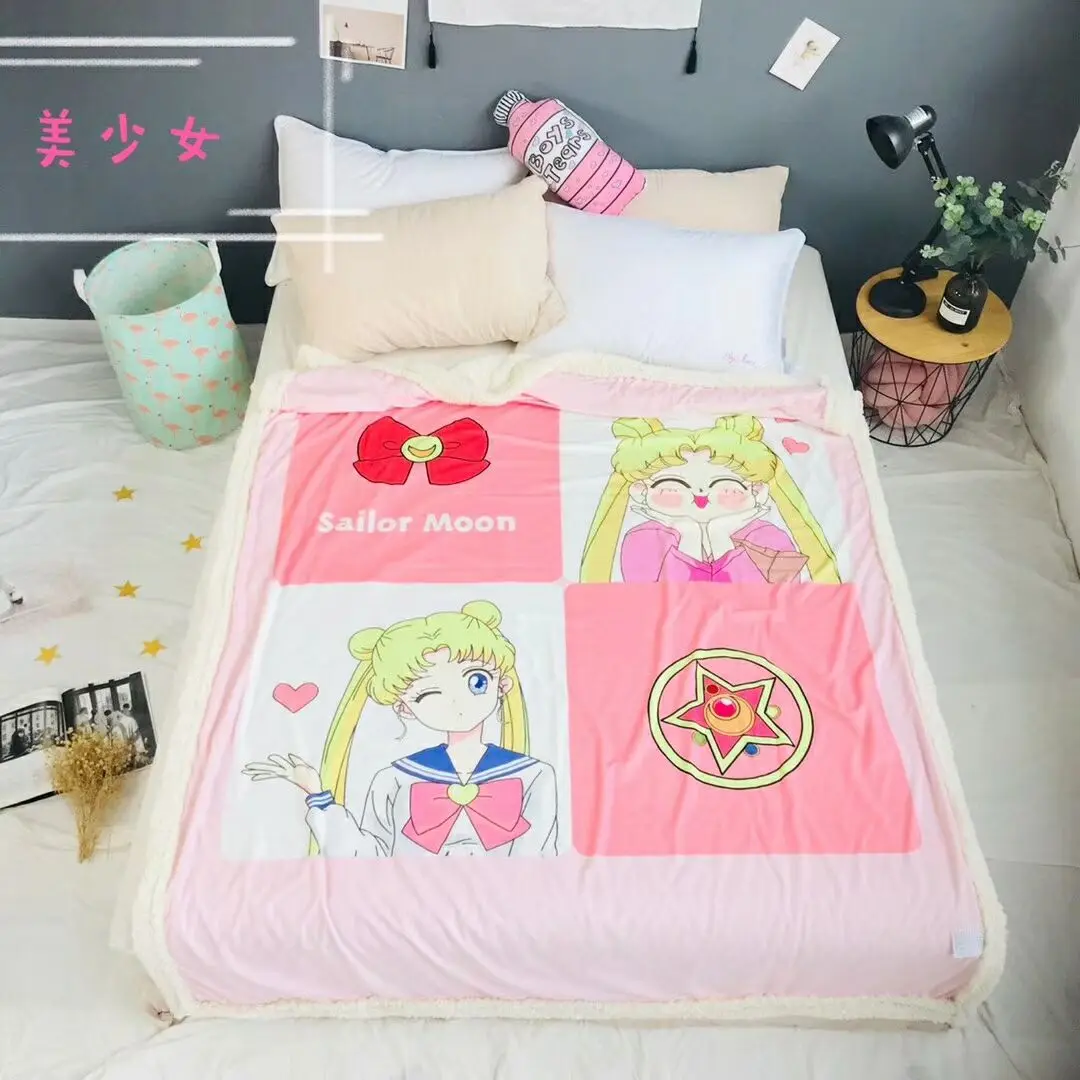 IVYYE, 100x140 см, Sailor Moon, аниме, одеяло, плюшевое, бархатное, теплое, украшение, мягкая кровать, для дома, плед, для дивана, s, унисекс, подарки, Новинка