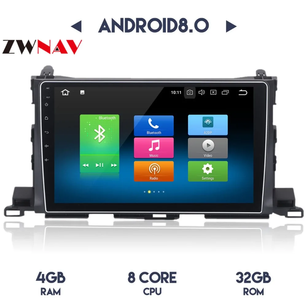 Sale IPS Screen Car Multimedia Player Android 8.0 For Toyota Highlander 2015 Car Radio GPS Navigation PX5 4Gb+32G Octa-Core no dvd 2