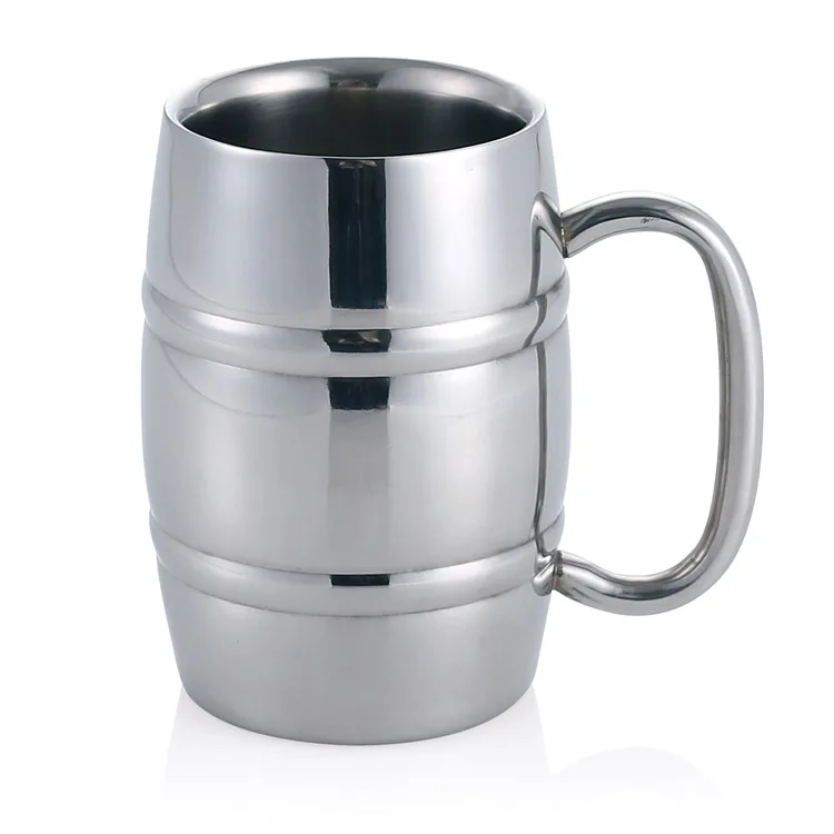 High Quality 430ml Double Wall Stainless Steel Beer Cups Handgrip Milk