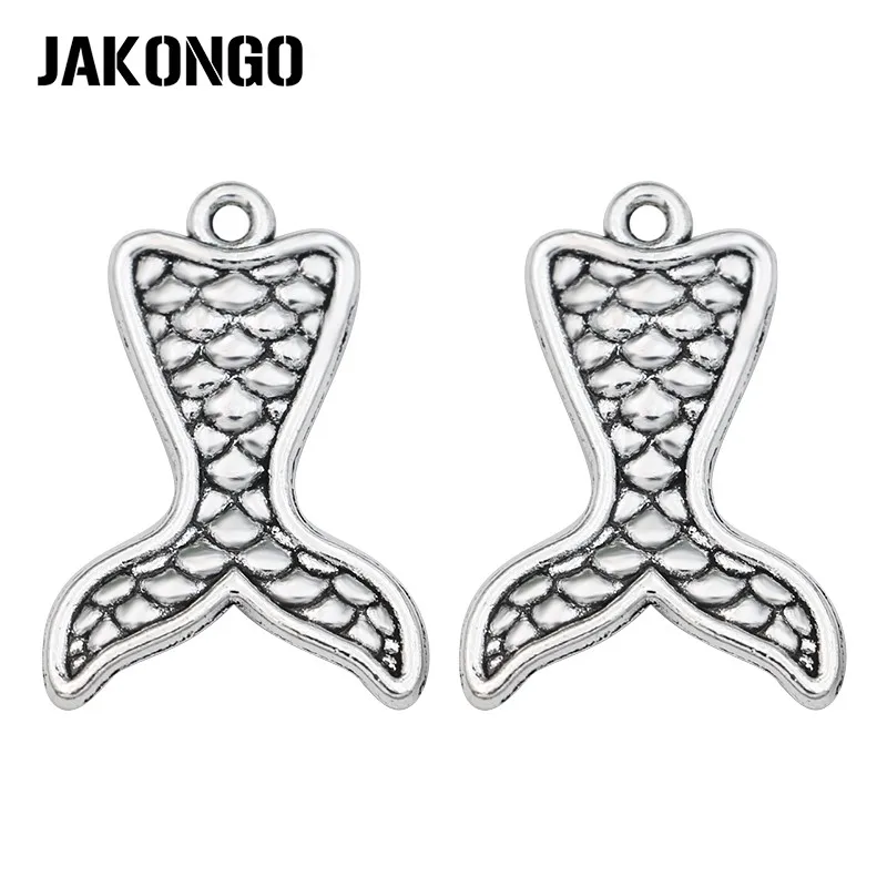 

10pcs Tibetan Silver Plated Mermaid Tail Charms Pendants for Bracelet Jewelry Making DIY Accessories Craft 19x27mm